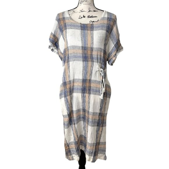 Masai Dresses & Skirts - Masai Copen Hagen Womens Plaid Midi Dress With Side Tie Size XL